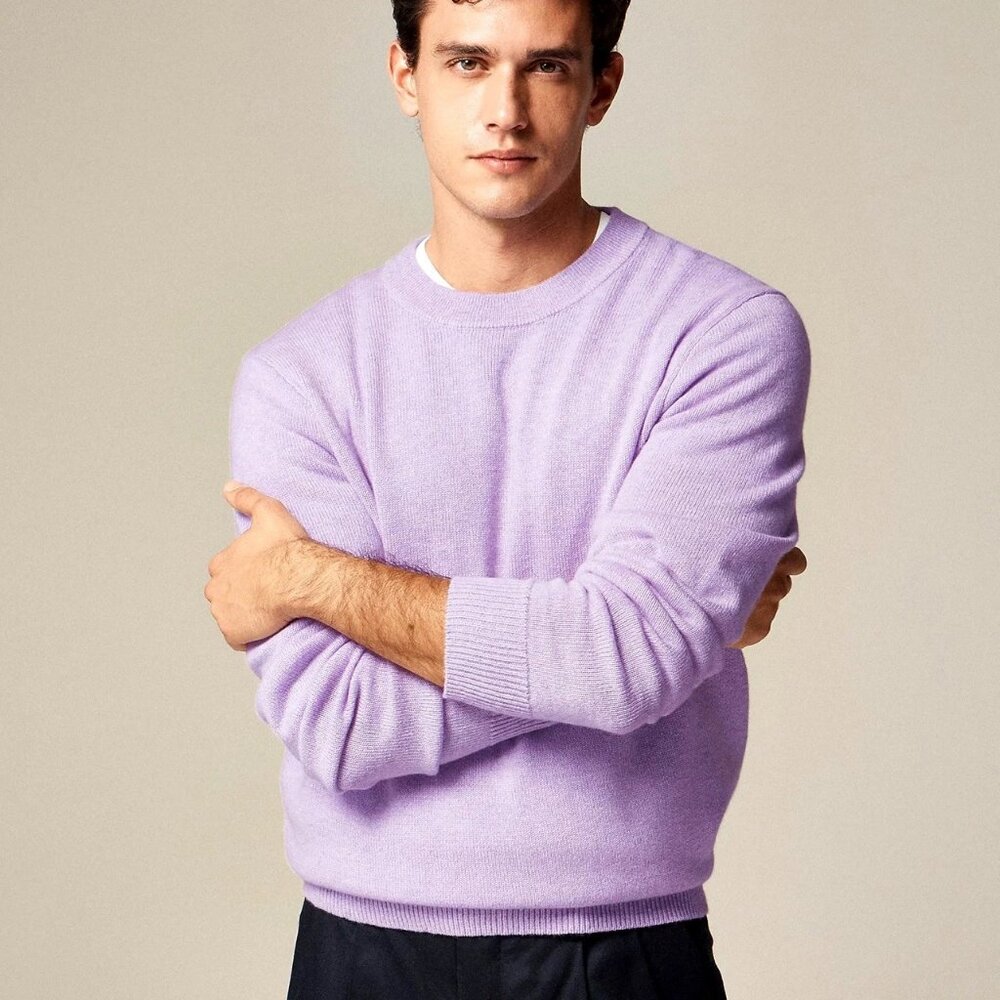 J. Crew 100% Cashmere Crewneck Sweater NWT in Lavender - Picture 2 of 5